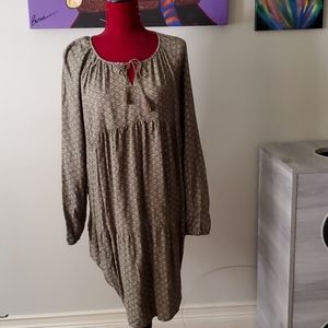 Tiered, long sleeved tribal pattern dress